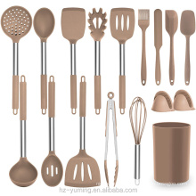 2021 Best Selling BPA Free Silicone Cooking Utensils 17 Pieces Eco-friendly Wooden Silicone Kitchen Accessories Utensils Set